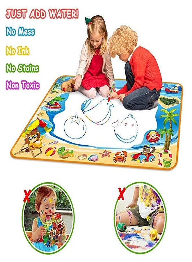 TEMSON Water Doodle Mat for Kids - Water Drawing Mat, Drawing Painting Mat with Water Doodle Pens Drawing Painting Stencils, Aqua Magic Water Drawing Mat Toy-Best Educational Toy - Image 4